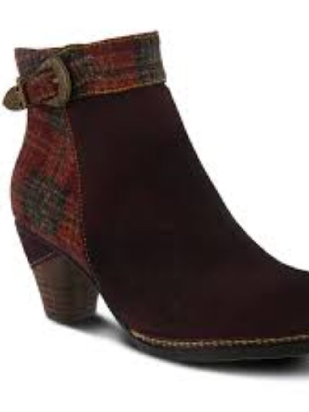 NWT L'ATISTE Scottala-bxm Ankle Booties with Plaid Cuff Women Size 7